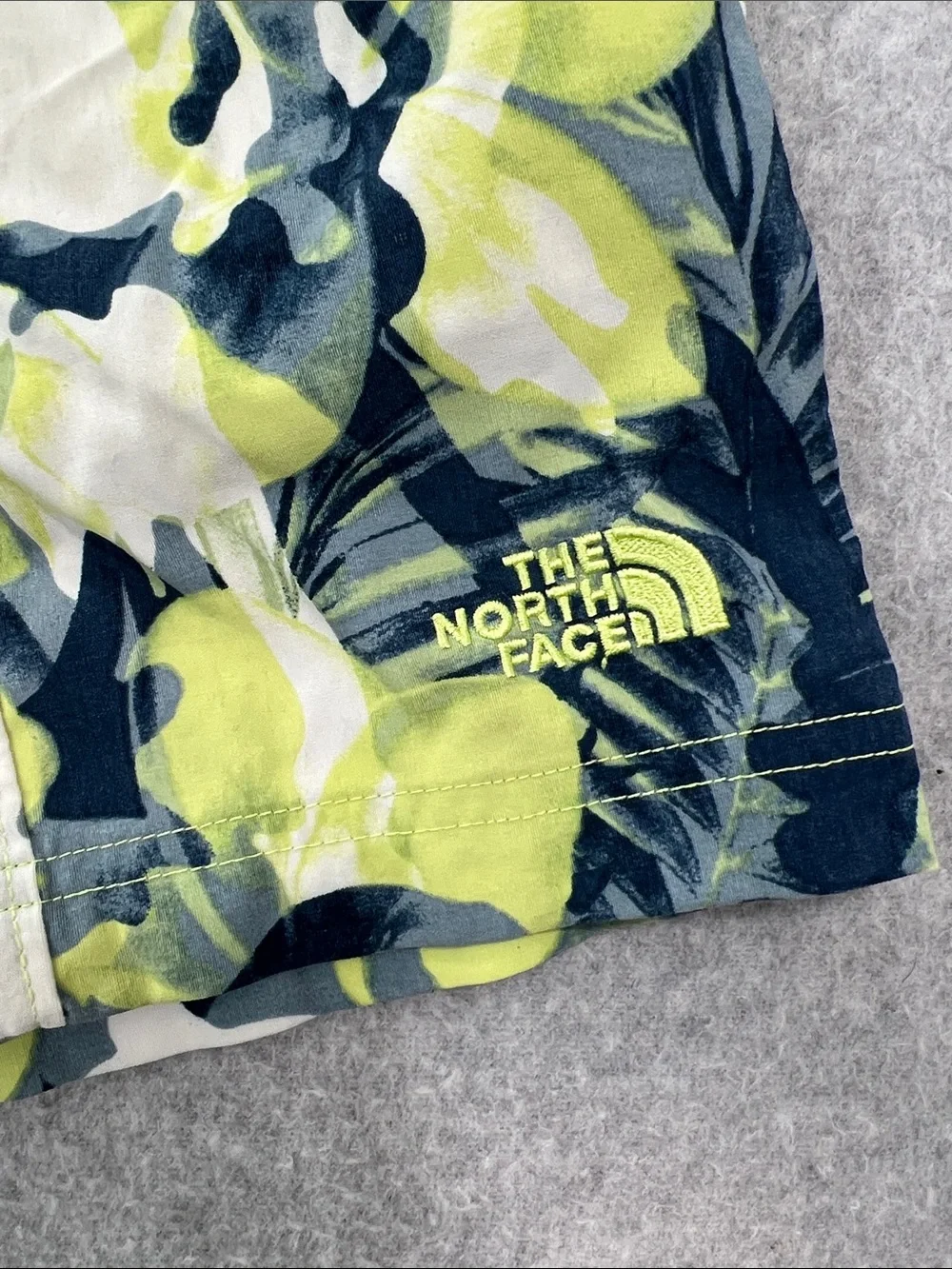 The North Face Yellow Neon Camo Athletic Shorts